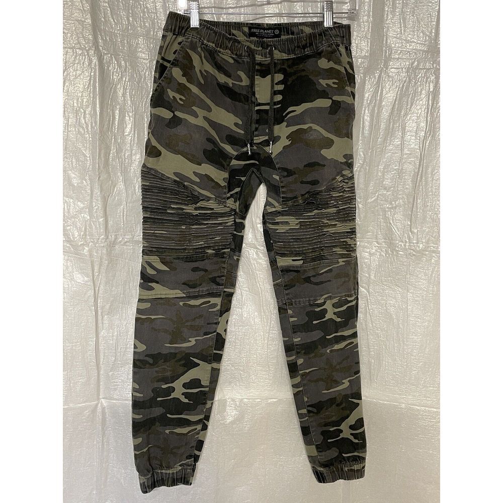 Free‎ Planet Stretch Jogger Camo Activewear Pants Drawstring Waist Size Small